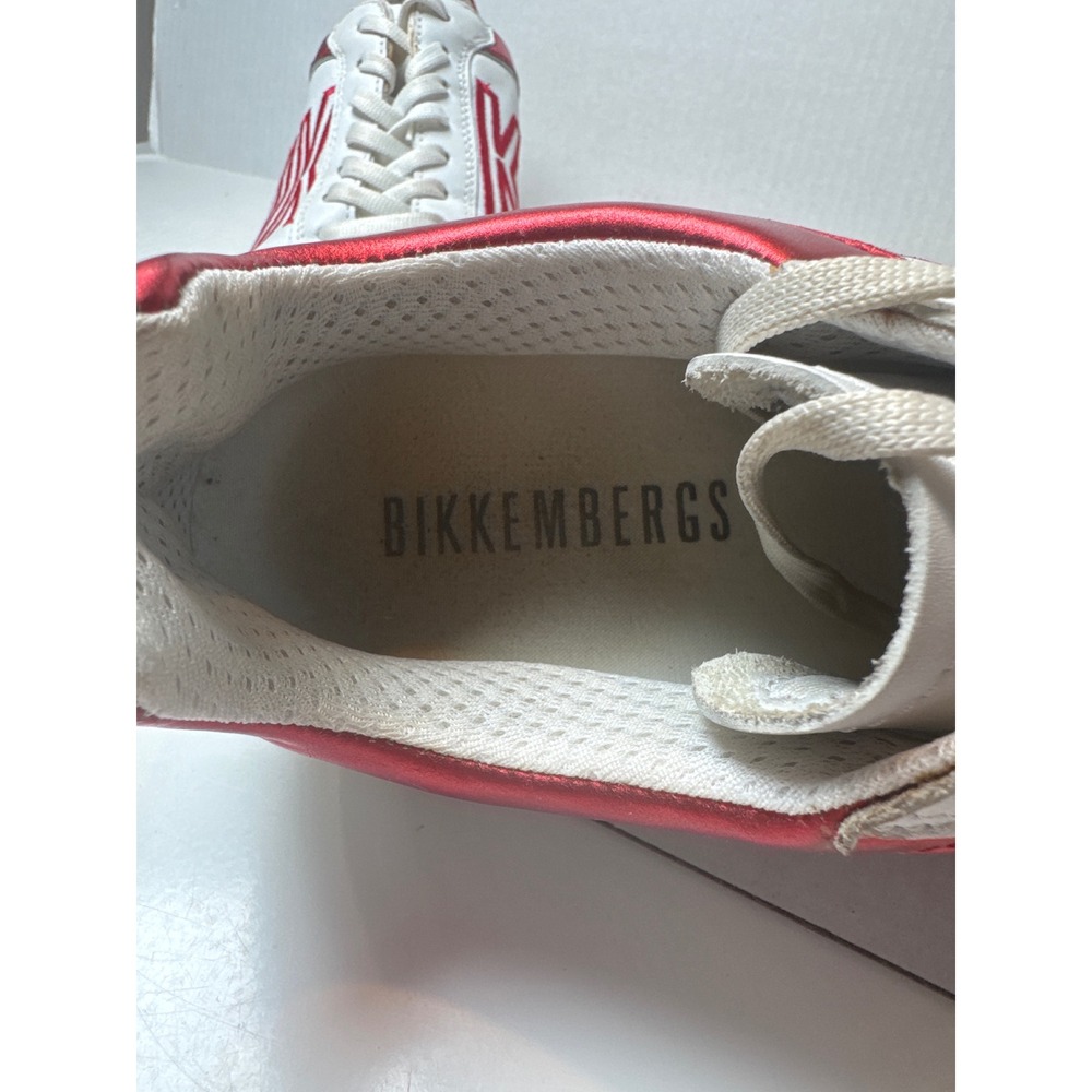 Bikkembergs Soccer Sneakers‎ Womens 39 White Metallic Red Logo BKE10330 Designer - Picture 2 of 8